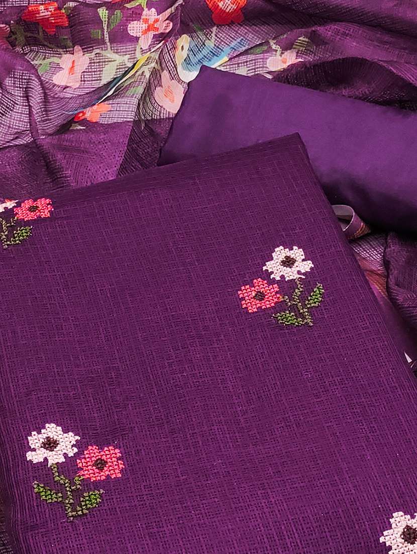 women floral embroidered unstitched suit set - 22021554 -  Standard Image - 1