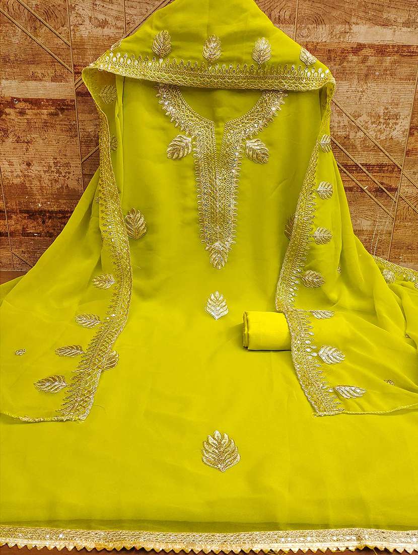 women solid with work unstitched suit set - 22021626 - Standard Image - 1