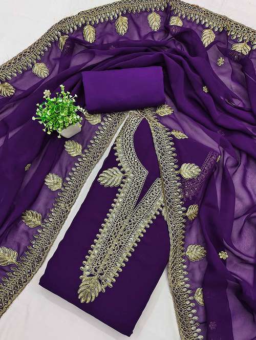 women solid with work unstitched suit set - 22021630 -  Standard Image - 0