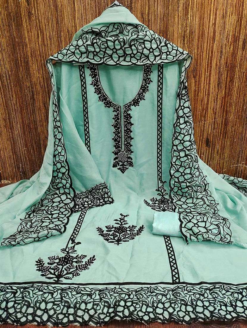 women solid with work embroidered unstitched suit set - 22021635 - Standard Image - 1