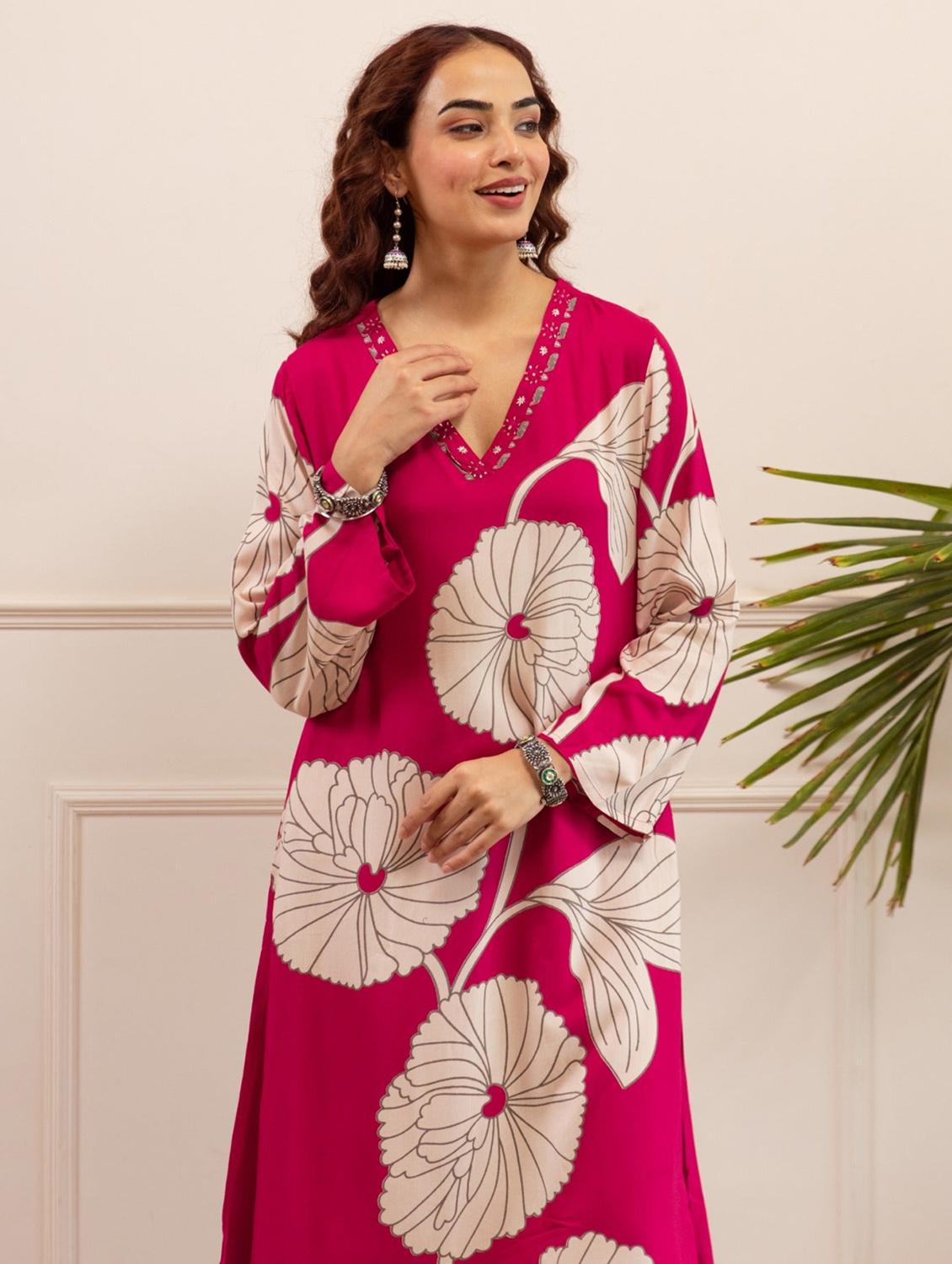 women floral printed long sleeve kurta palazzo set - 22021647 - Standard Image - 4
