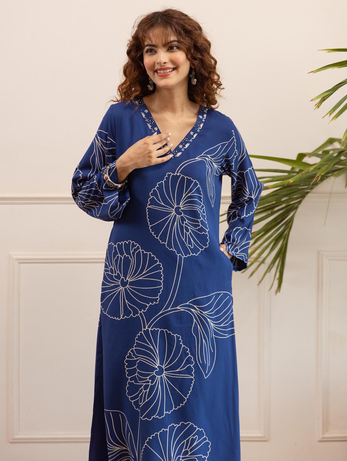 women floral printed long sleeve kurta palazzo set - 22021648 - Standard Image - 4