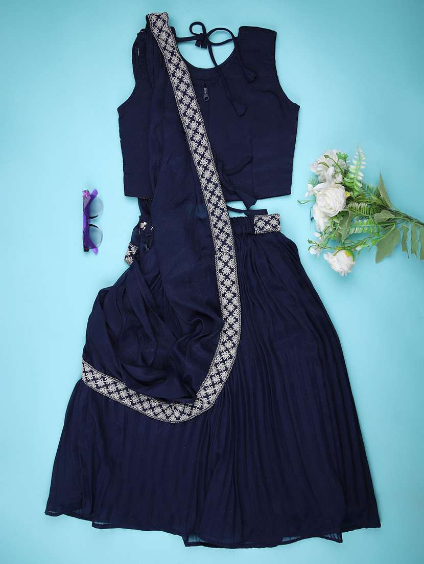 girls embroidered lehenga choli with dupatta set - 22022053 -  Standard Image - 1