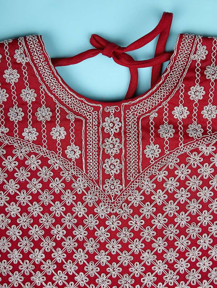 girls embroidered lehenga choli with dupatta set - 22022054 -  Standard Image - 4