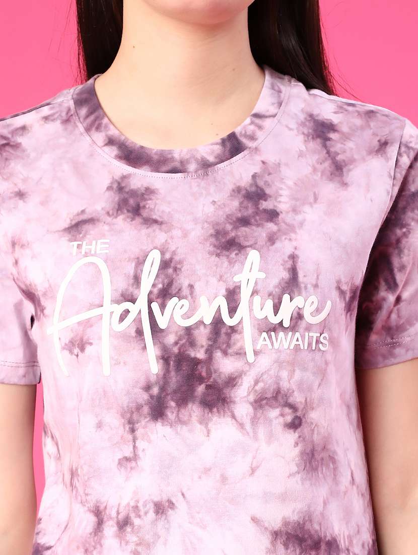 women tie & dye printed round neck t-shirt - 22022055 -  Standard Image - 4