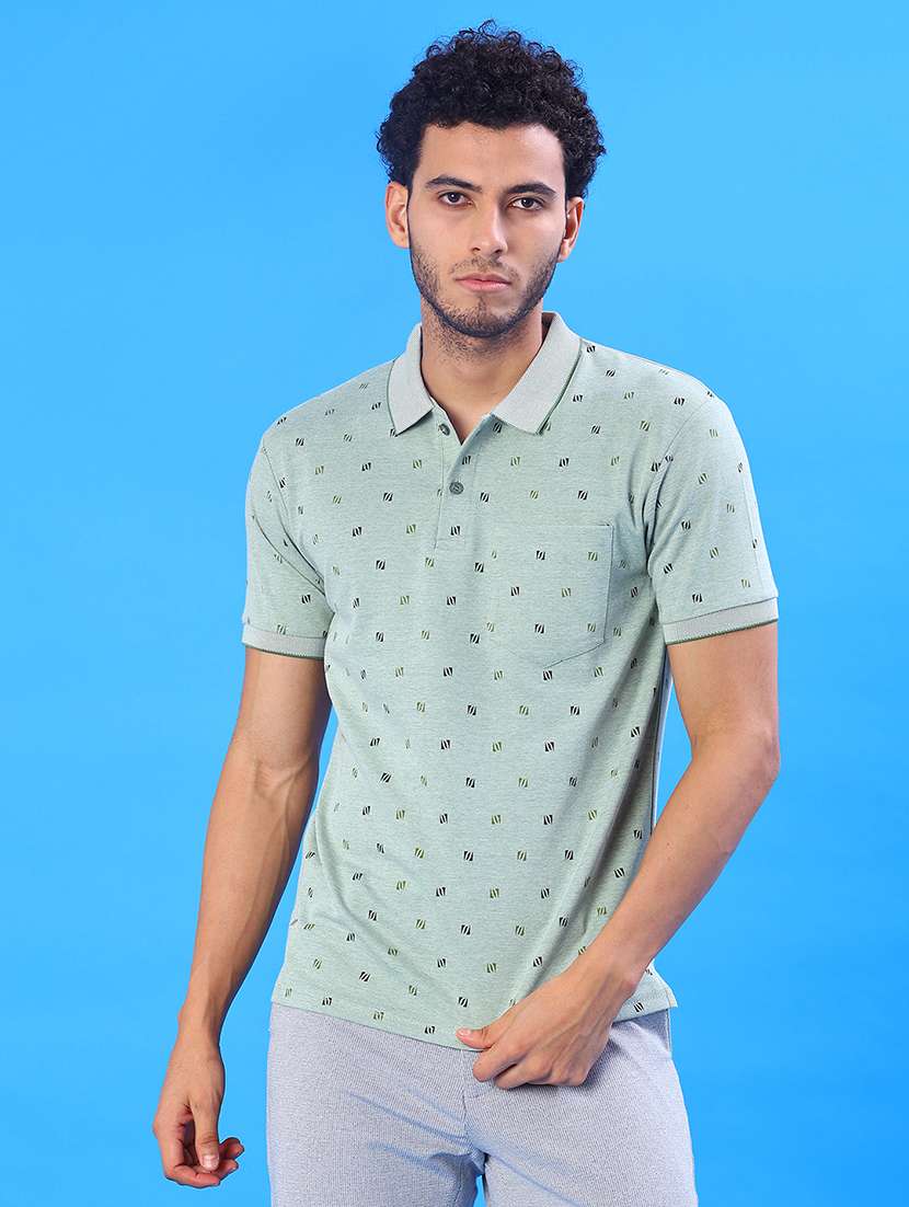 men printed short sleeve regular fit polo t-shirt - 22022118 -  Standard Image - 1