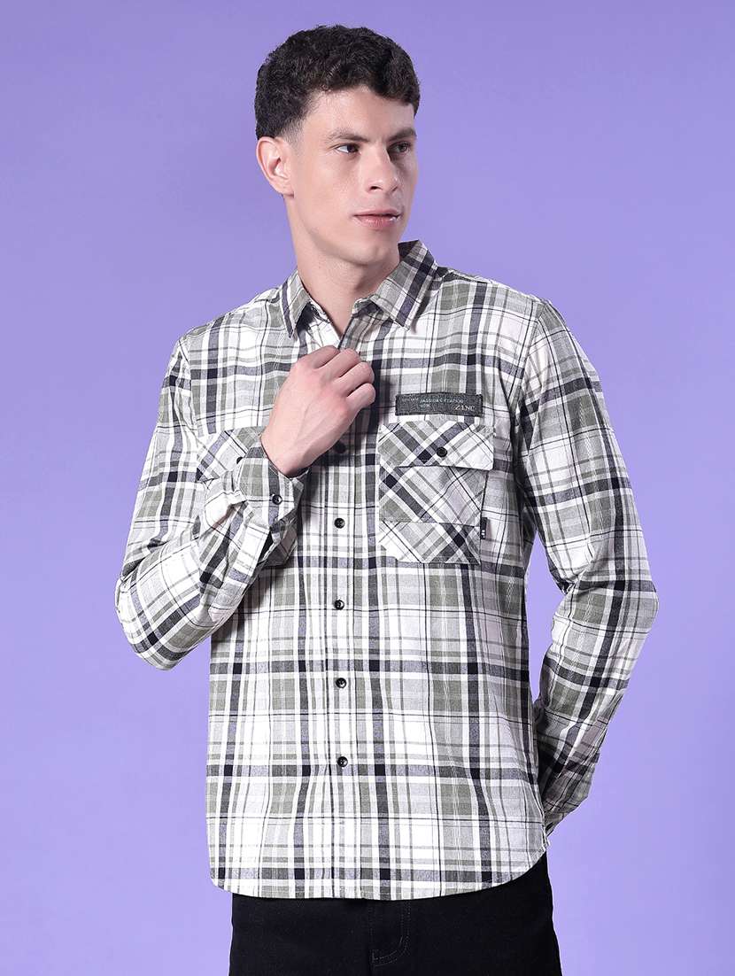 men checkered long sleeve regular fit casual shirt - 22022147 - Standard Image - 1