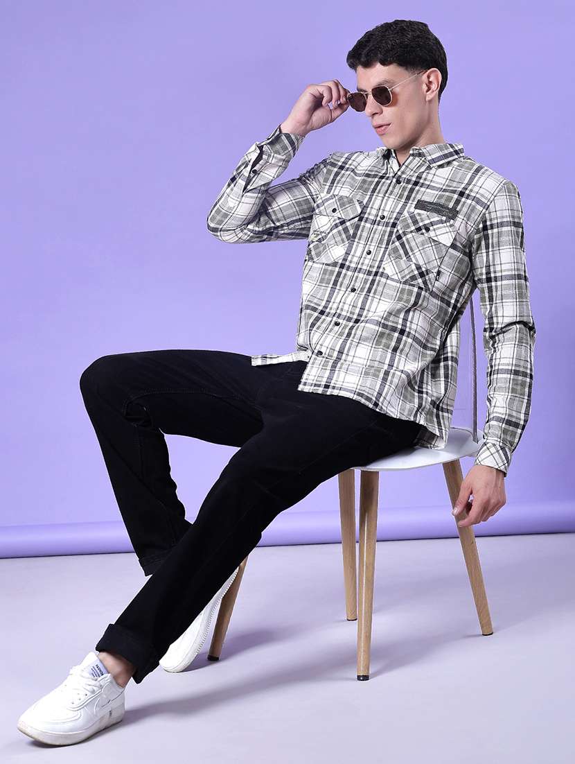 men checkered long sleeve regular fit casual shirt - 22022147 - Standard Image - 4