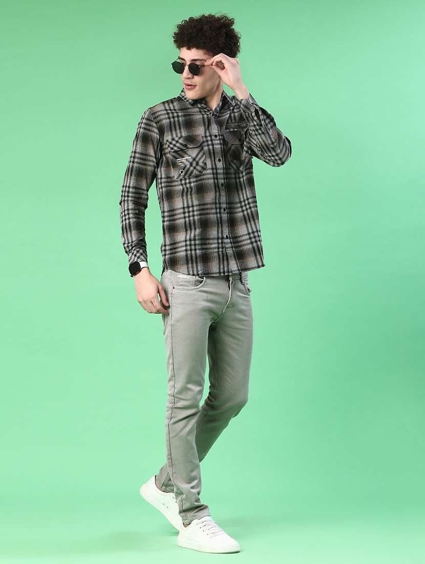 men checkered long sleeve regular fit casual shirt - 22022148 -  Standard Image - 4