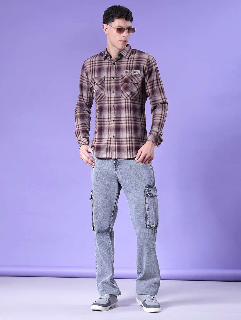 men checkered long sleeve regular fit casual shirt - 22022149 -  Standard Image - 4