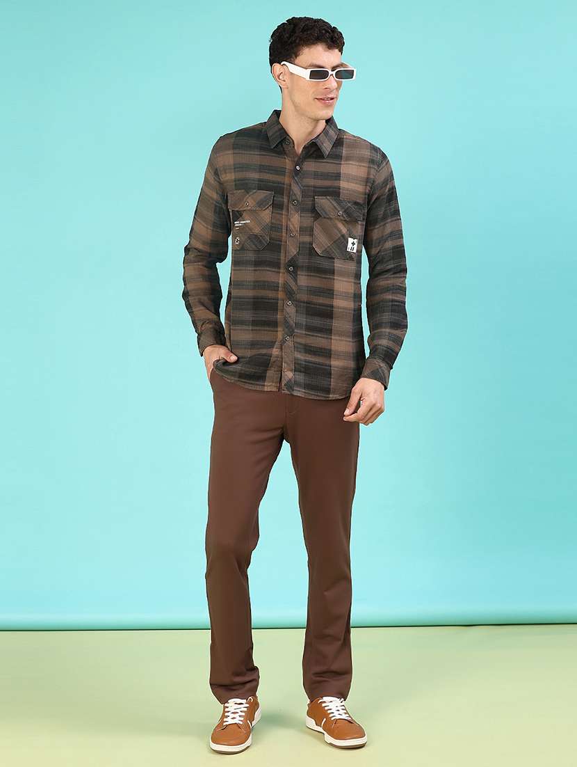 men checkered long sleeve regular fit casual shirt - 22022150 -  Standard Image - 4