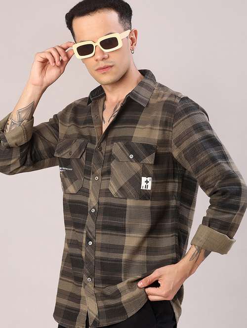 men checkered long sleeve regular fit casual shirt - 22022151 -  Standard Image - 0