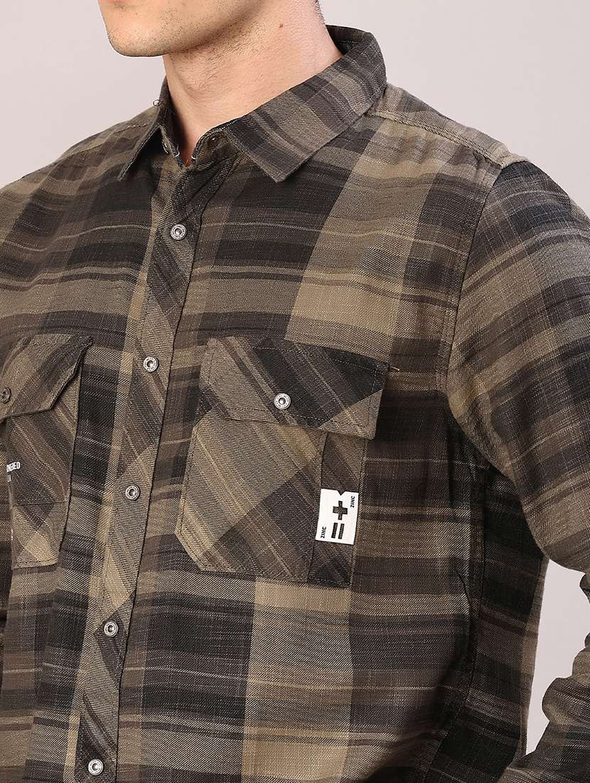 men checkered long sleeve regular fit casual shirt - 22022151 -  Standard Image - 4