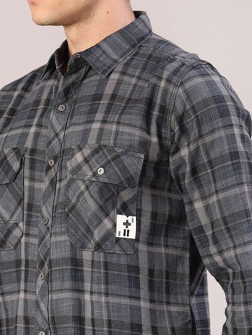 men checkered long sleeve regular fit casual shirt - 22022153 -  Standard Image - 4