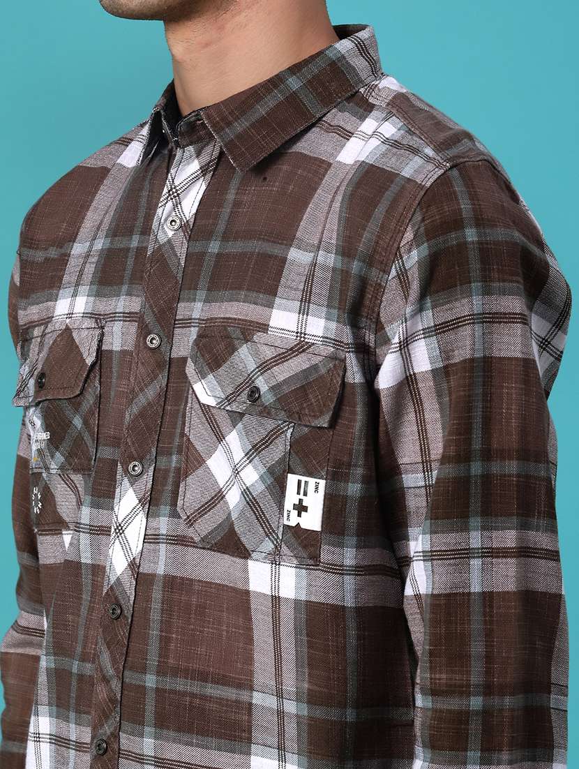 men checkered long sleeve regular fit casual shirt - 22022179 -  Standard Image - 4