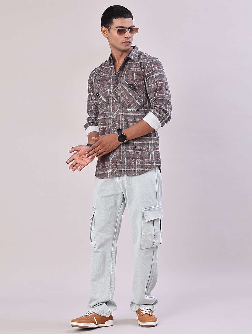 men checkered long sleeve regular fit casual shirt - 22022181 -  Standard Image - 4