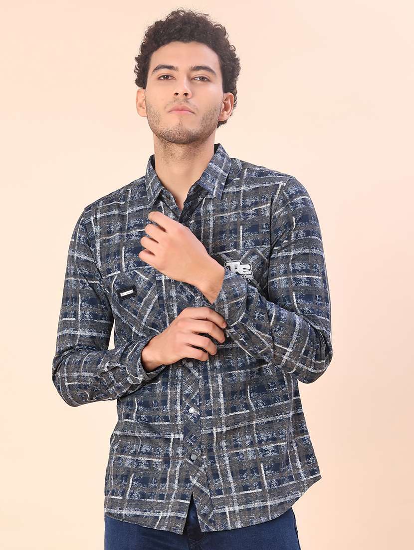men checkered long sleeve regular fit casual shirt - 22022182 -  Standard Image - 1
