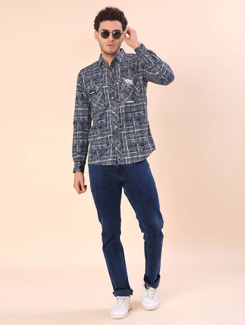 men checkered long sleeve regular fit casual shirt - 22022182 -  Standard Image - 4
