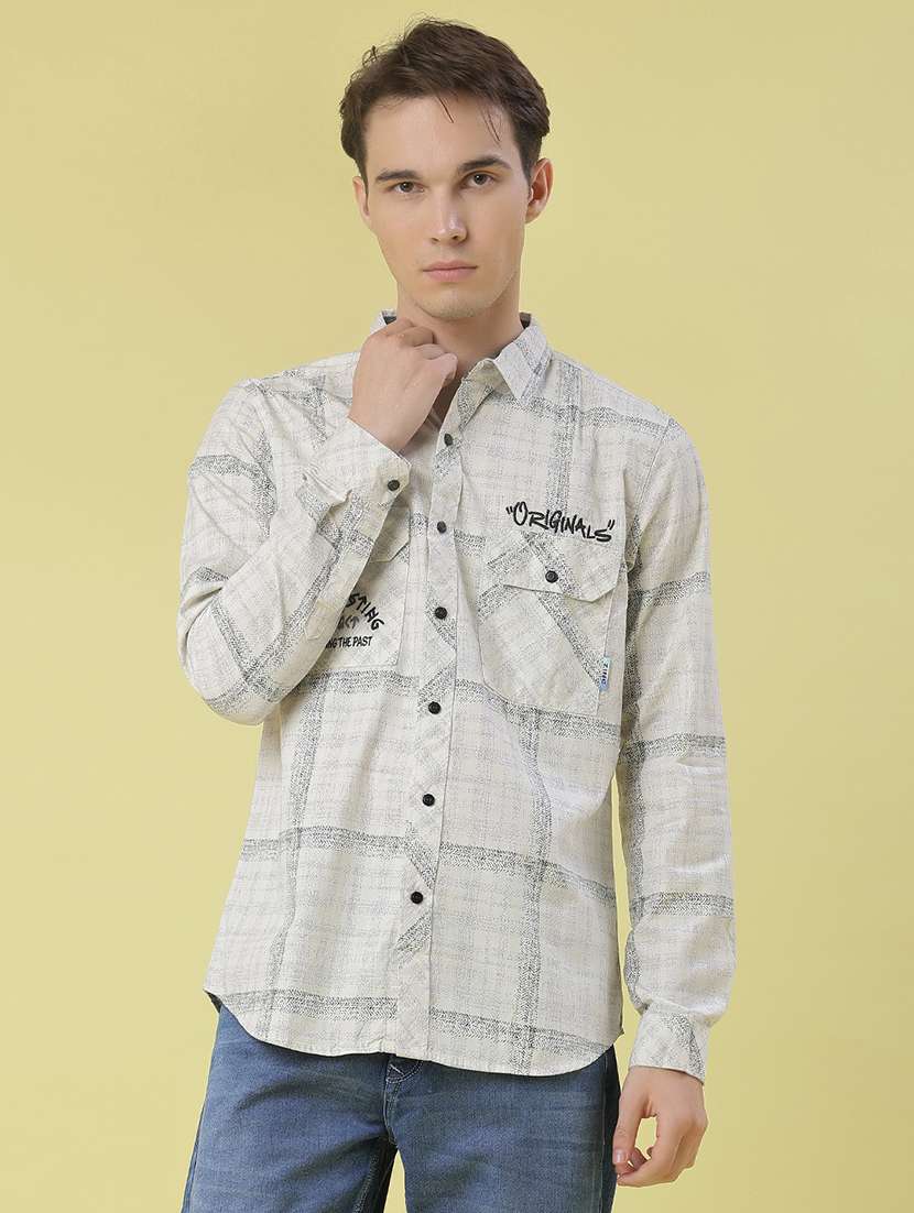 men checkered long sleeve regular fit casual shirt - 22022183 -  Standard Image - 1