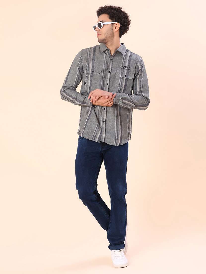 men striped long sleeve regular fit casual shirt - 22022185 -  Standard Image - 4