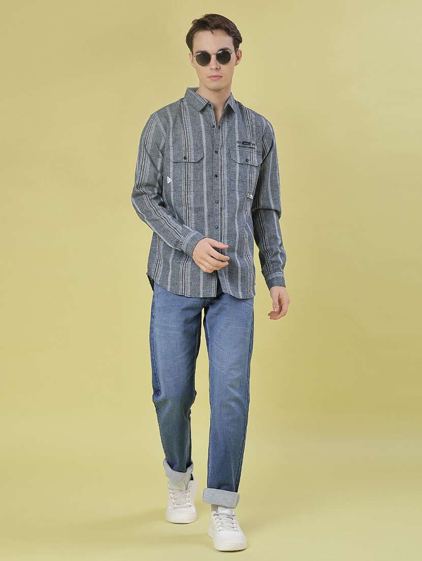 men striped long sleeve regular fit casual shirt - 22022186 -  Standard Image - 4