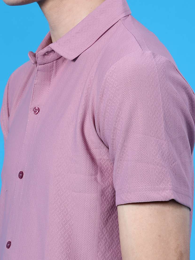 men self design short sleeve slim fit casual shirt - 22022221 -  Standard Image - 4