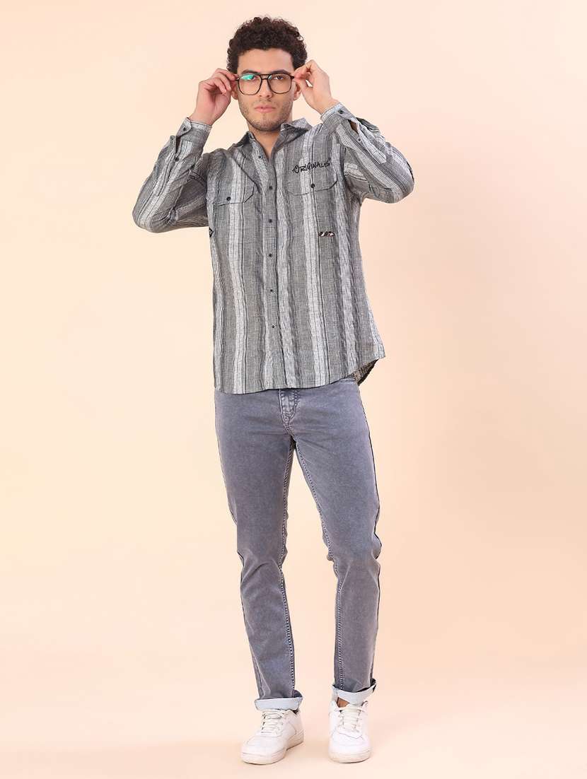 men striped long sleeve regular fit casual shirt - 22022235 -  Standard Image - 4