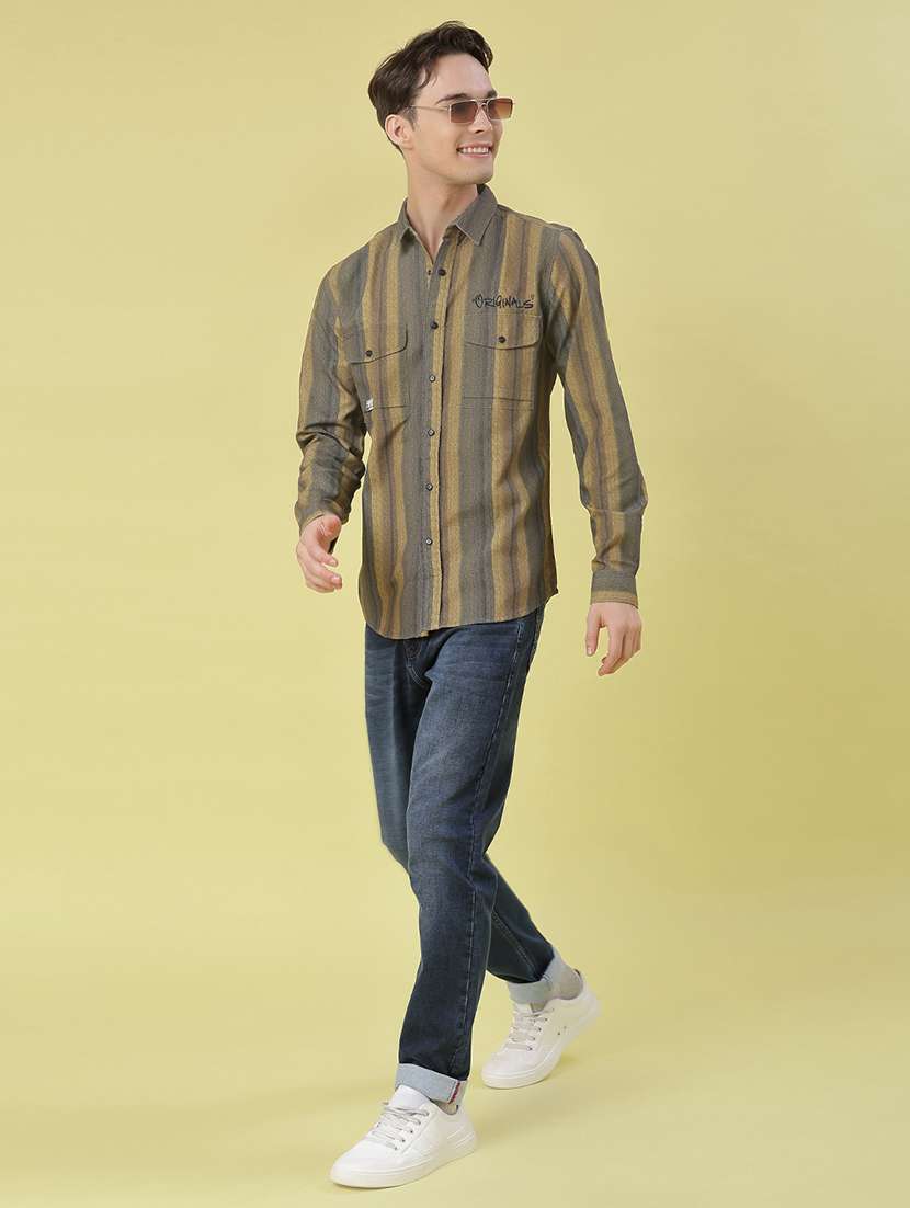men striped long sleeve regular fit casual shirt - 22022236 -  Standard Image - 4