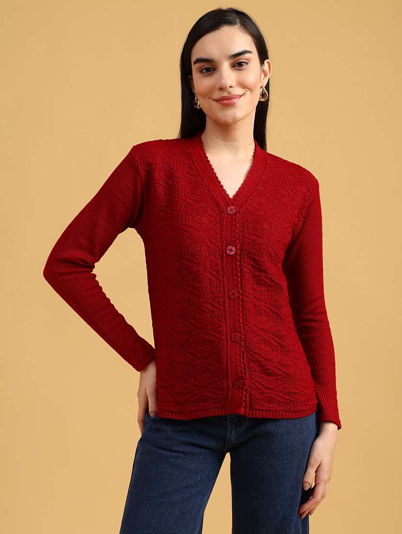 women self designed long sleeve cardigan - 22022246 -  Standard Image - 1