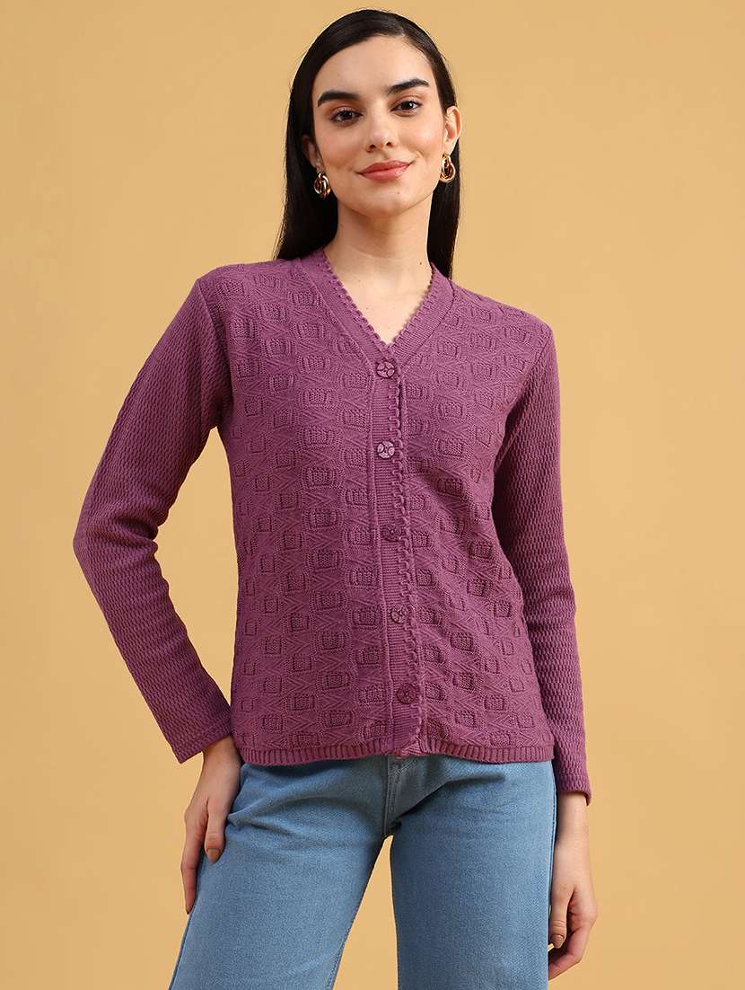 women self designed long sleeve cardigan - 22022247 -  Standard Image - 1