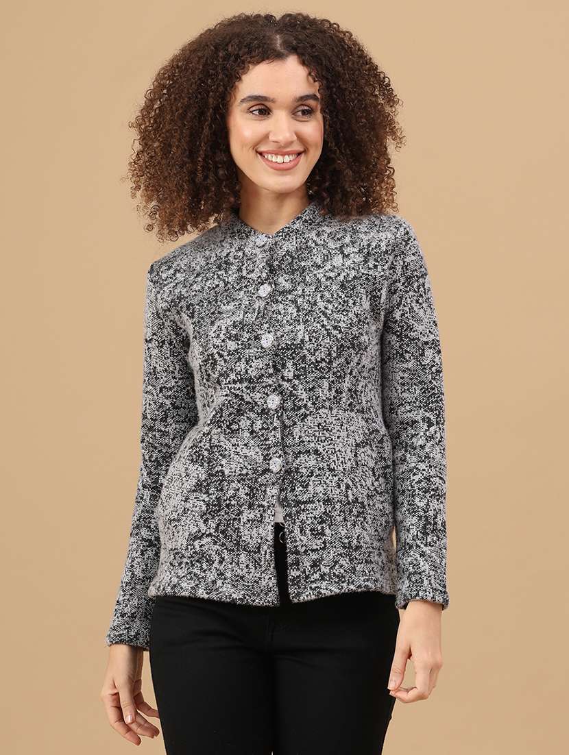 women self design long sleeve cardigan - 22022249 -  Standard Image - 1