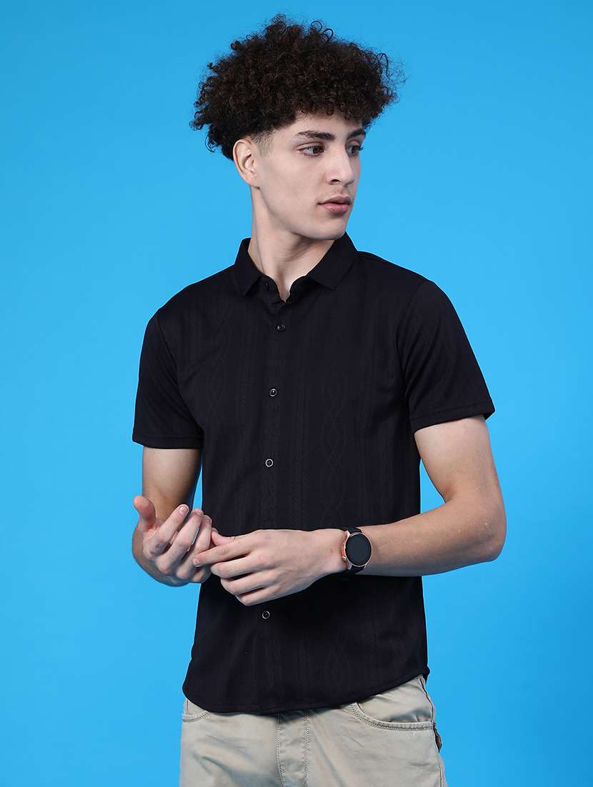 men self design short sleeve slim fit casual shirt - 22022257 -  Standard Image - 1