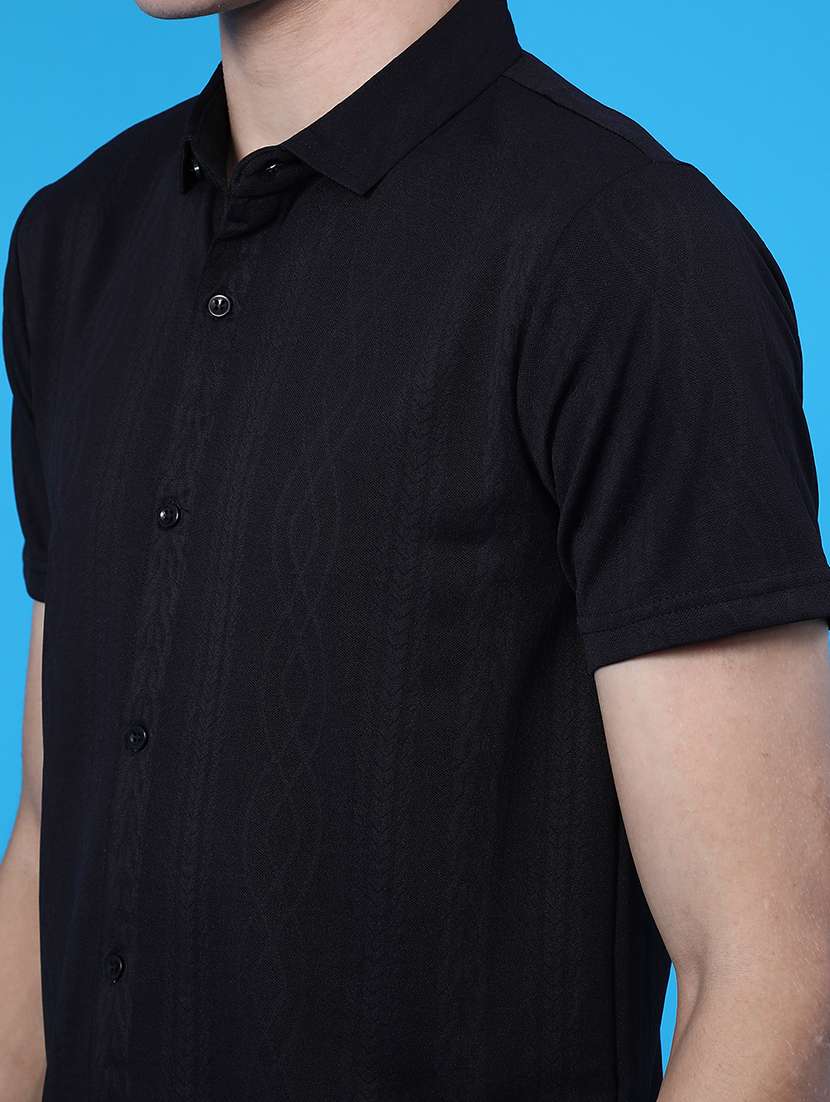 men self design short sleeve slim fit casual shirt - 22022257 -  Standard Image - 4