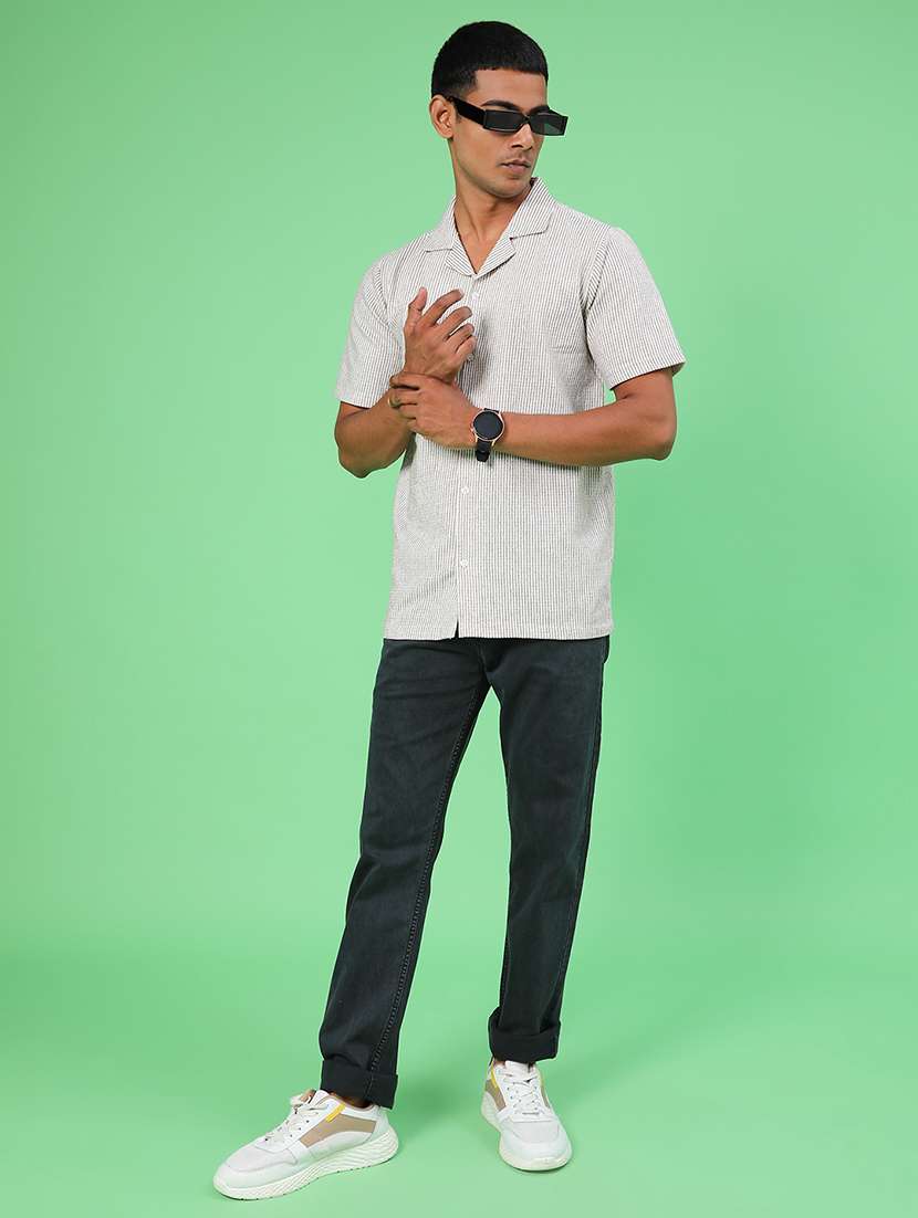 men self design short sleeve slim fit casual shirt - 22022258 -  Standard Image - 4