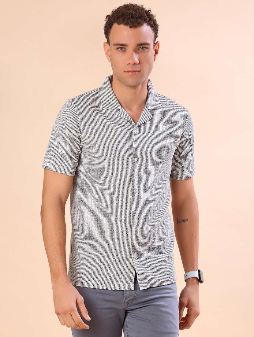 men self design short sleeve regular fit casual shirt - 22022259 -  Standard Image - 1