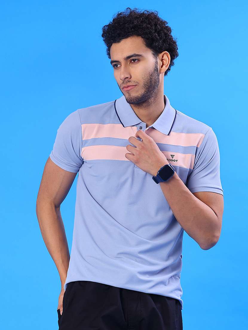 men striped short sleeve regular fit polo t-shirt - 22022274 -  Standard Image - 1