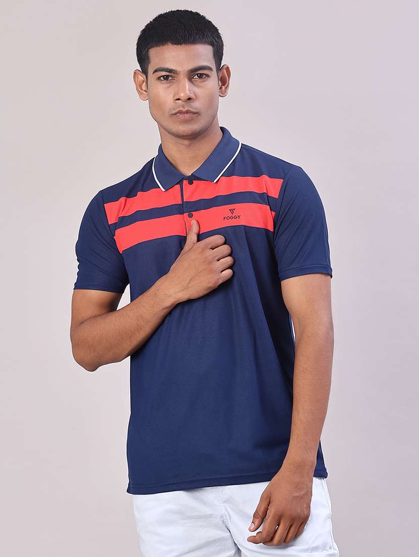 men striped short sleeve regular fit polo t-shirt - 22022275 -  Standard Image - 1