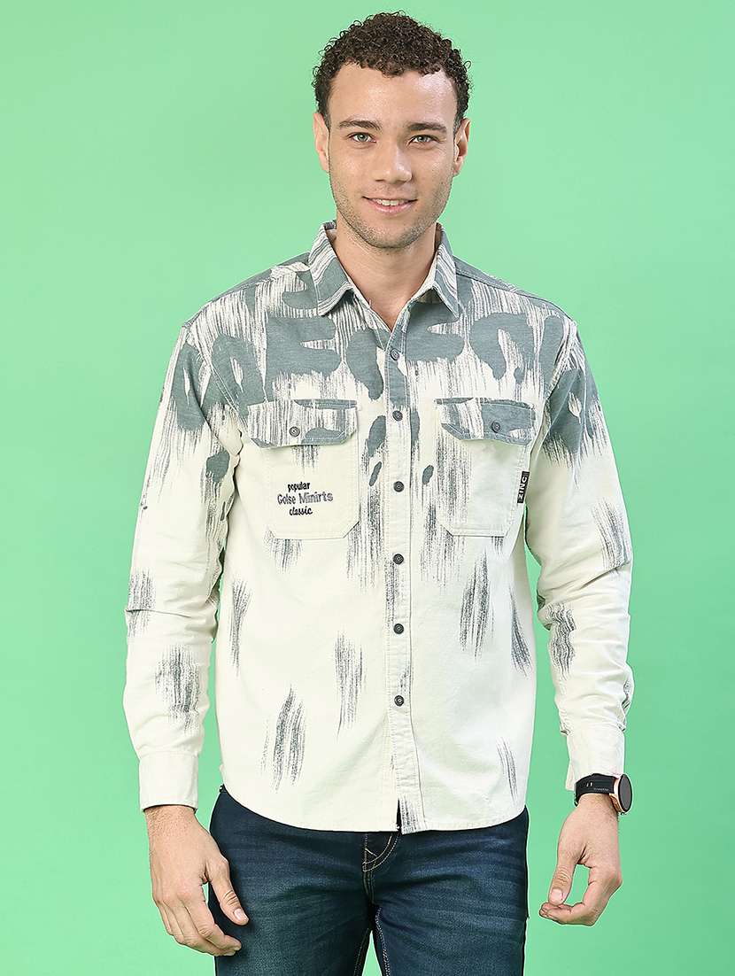 men printed long sleeve regular fit casual shirt - 22022289 -  Standard Image - 1