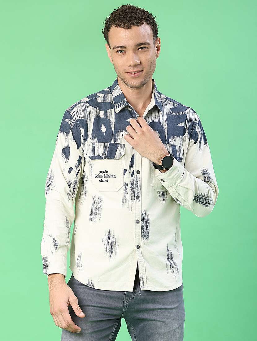 men printed long sleeve regular fit casual shirt - 22022291 -  Standard Image - 1