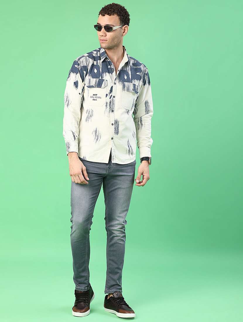 men printed long sleeve regular fit casual shirt - 22022291 -  Standard Image - 4