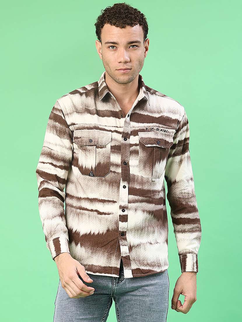 men printed long sleeve regular fit casual shirt - 22022293 -  Standard Image - 1