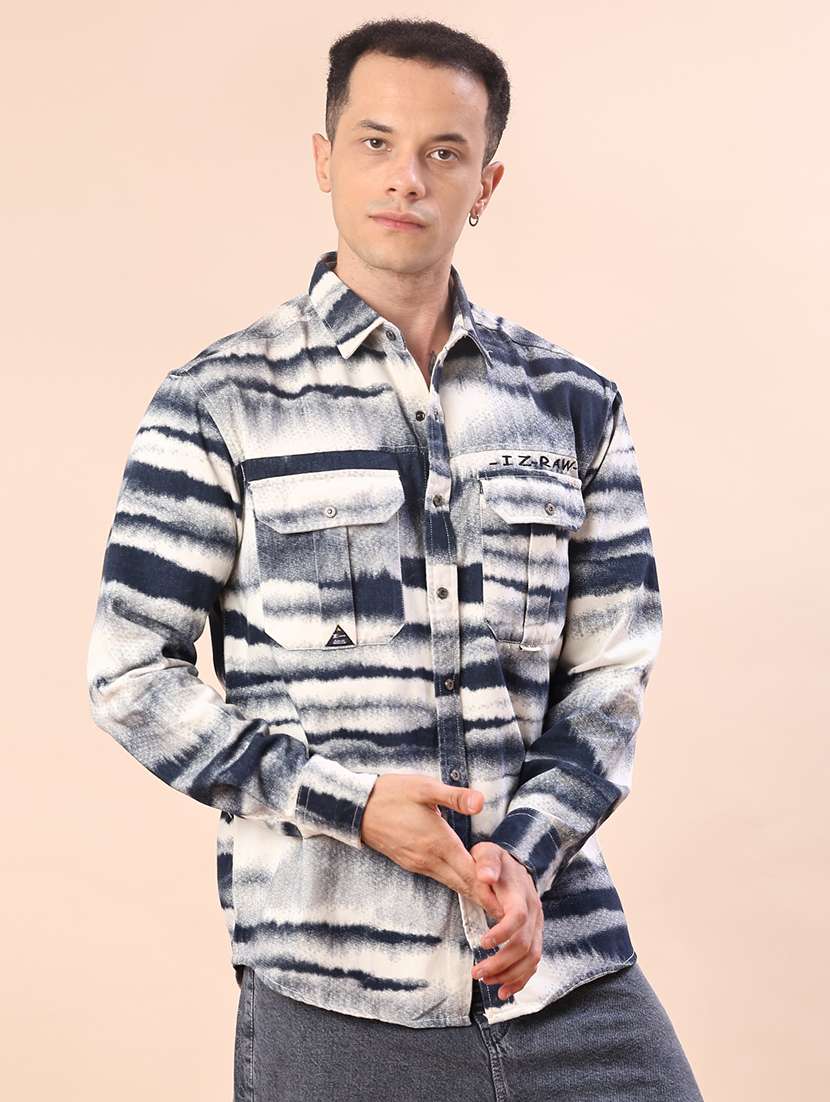 men printed long sleeve regular fit casual shirt - 22022294 -  Standard Image - 1