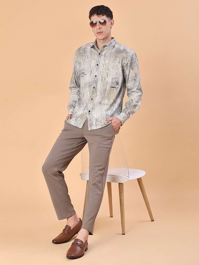 men printed long sleeve regular fit casual shirt - 22022296 -  Standard Image - 4