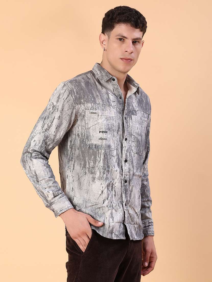 men printed long sleeve regular fit casual shirt - 22022297 -  Standard Image - 1