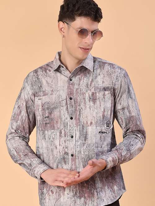 men printed long sleeve regular fit casual shirt - 22022298 -  Standard Image - 0