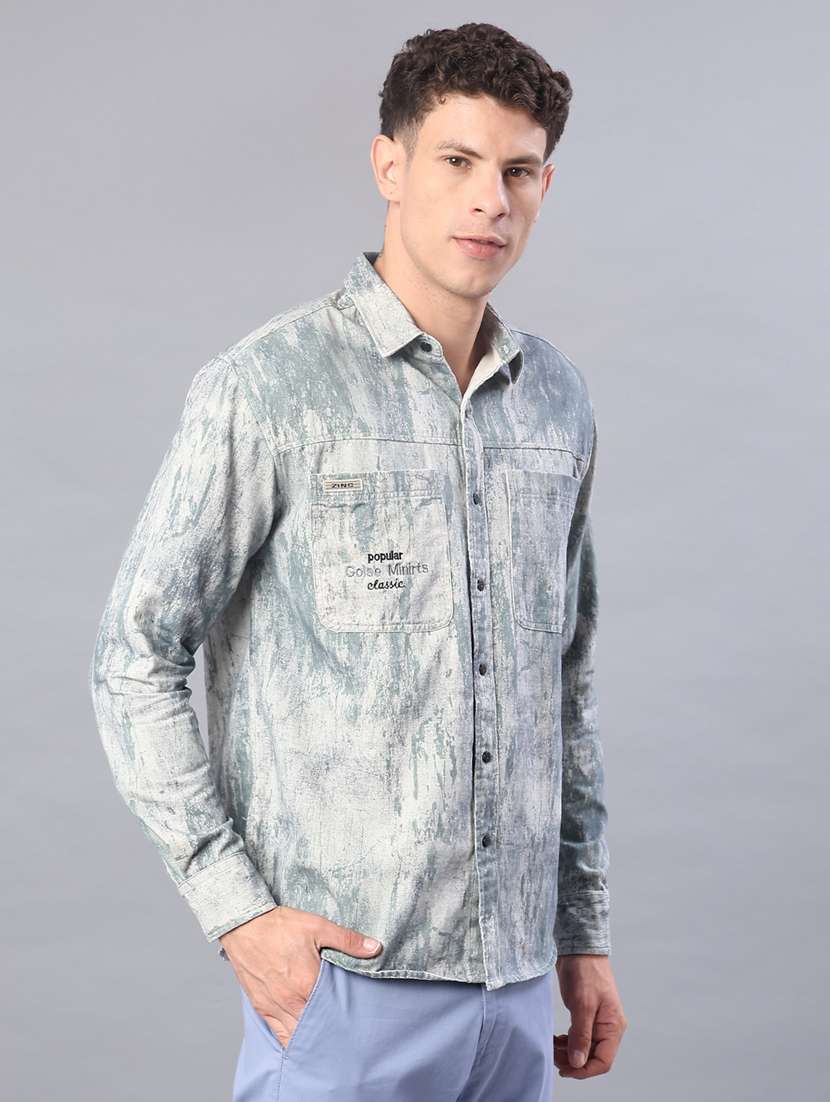 men printed long sleeve regular fit casual shirt - 22022299 -  Standard Image - 1