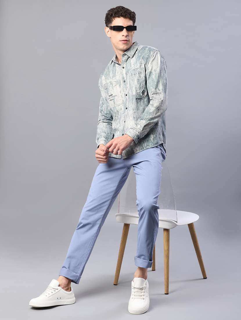 men printed long sleeve regular fit casual shirt - 22022299 -  Standard Image - 4