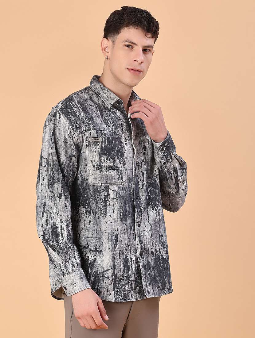 men printed long sleeve regular fit casual shirt - 22022300 -  Standard Image - 1
