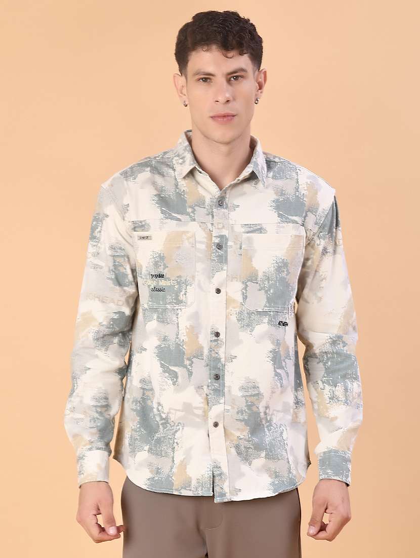 men printed long sleeve regular fit casual shirt - 22022304 -  Standard Image - 1