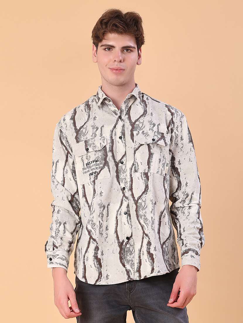 men printed long sleeve regular fit casual shirt - 22022305 -  Standard Image - 1